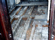 Floorboards raised during restoration work in the Archive Room