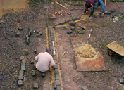 The courtyard being paved