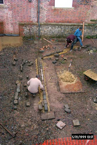 The courtyard being paved
