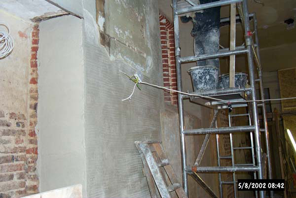 Replastering in the Servants' Passage