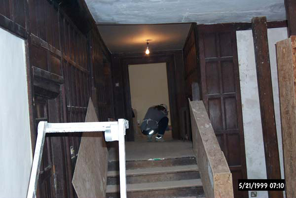 Work being carried out on the stairs leading to the Tapestry Gallery