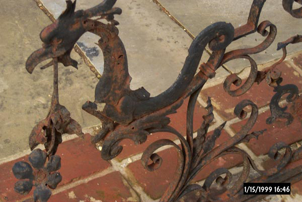 Detail of the original Walled Garden gates, prior to restoration